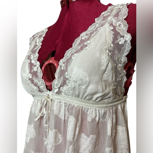 NWOT NK Imode Silk bridal babydoll chemise bow, pearl and rayon lace details - Picture 2 of 15